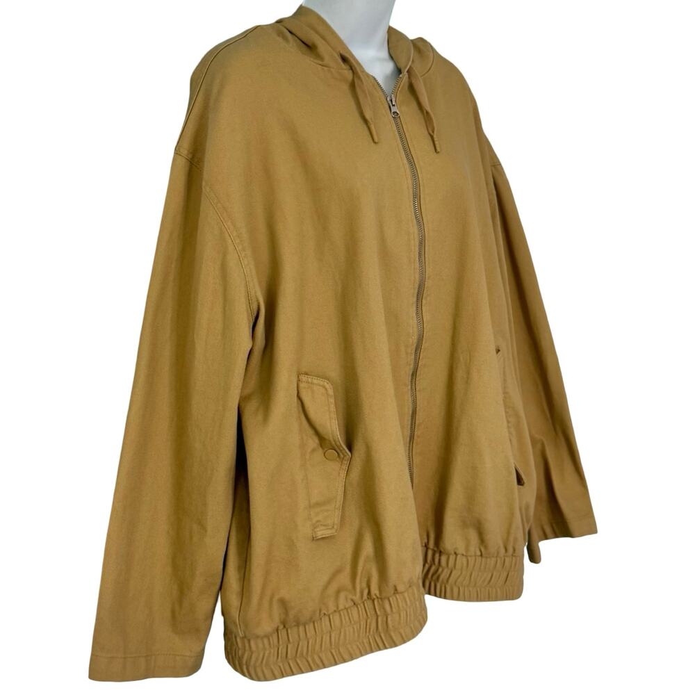 ASOS Design Stone Tan Oversized Cotton Canvas Hooded Bomber Jacket Plus Size 18 - Picture 8 of 12